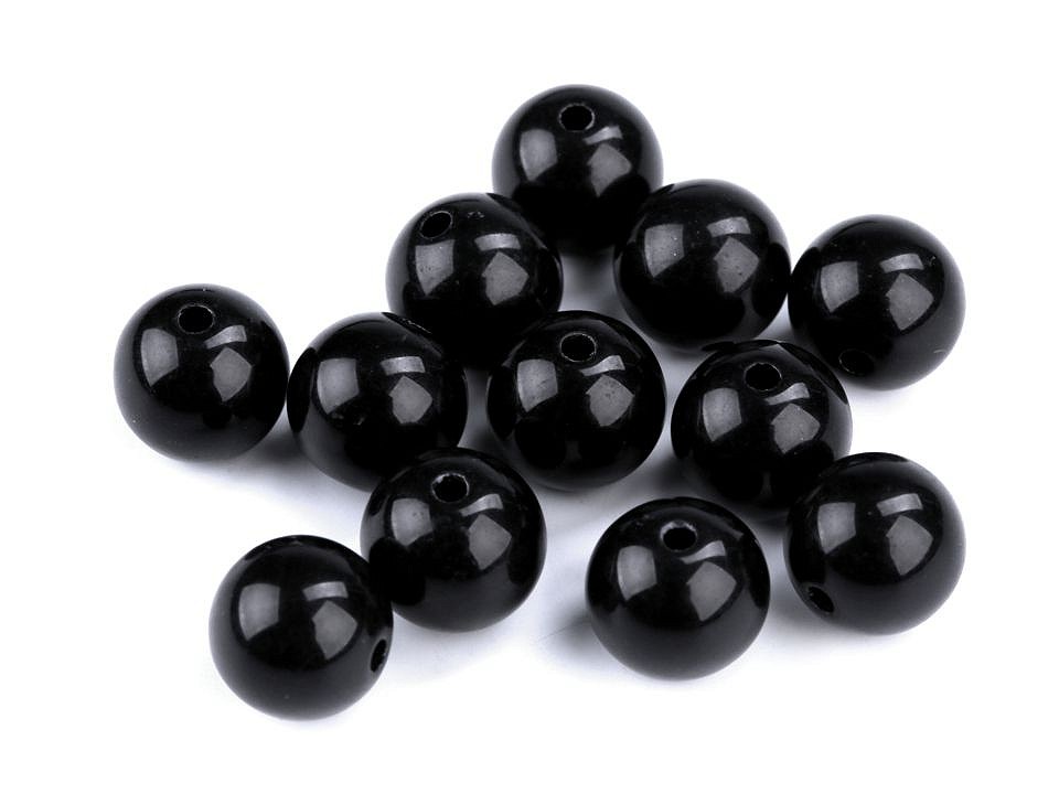 Mărgele din plastic, Ø12 mm (pachet 25 buc.) - negru