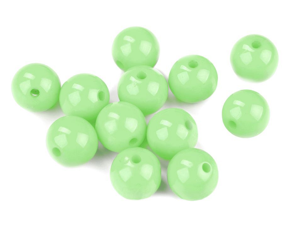 Mărgele din plastic, Ø12 mm (pachet 25 buc.) - verde pastel deschis