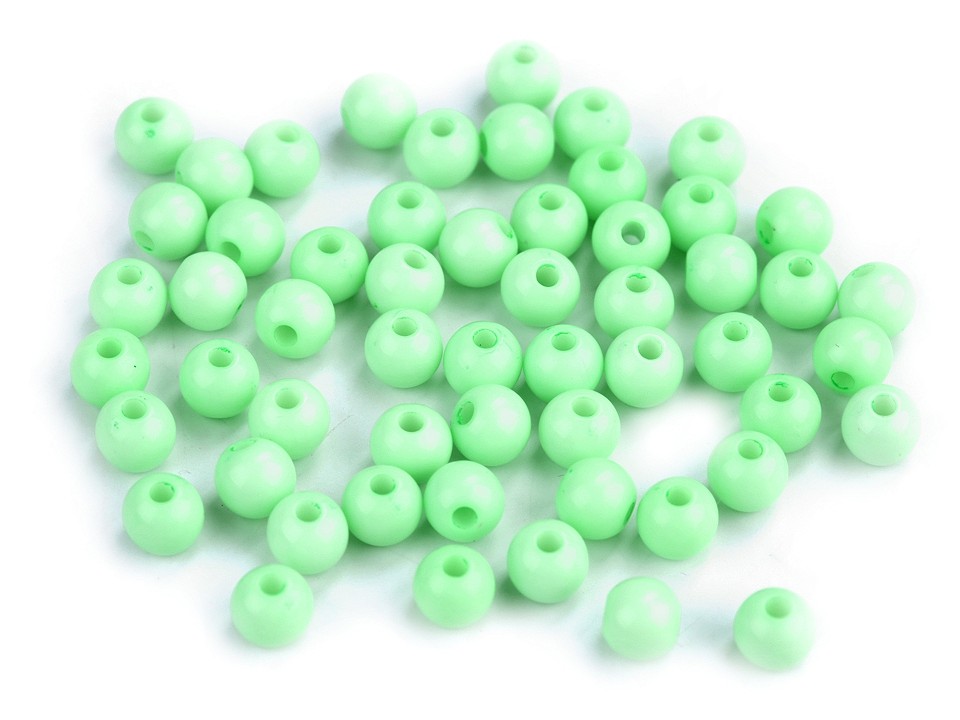 Mărgele din plastic, Ø6 mm (pachet 100 buc.) - verde pastel deschis