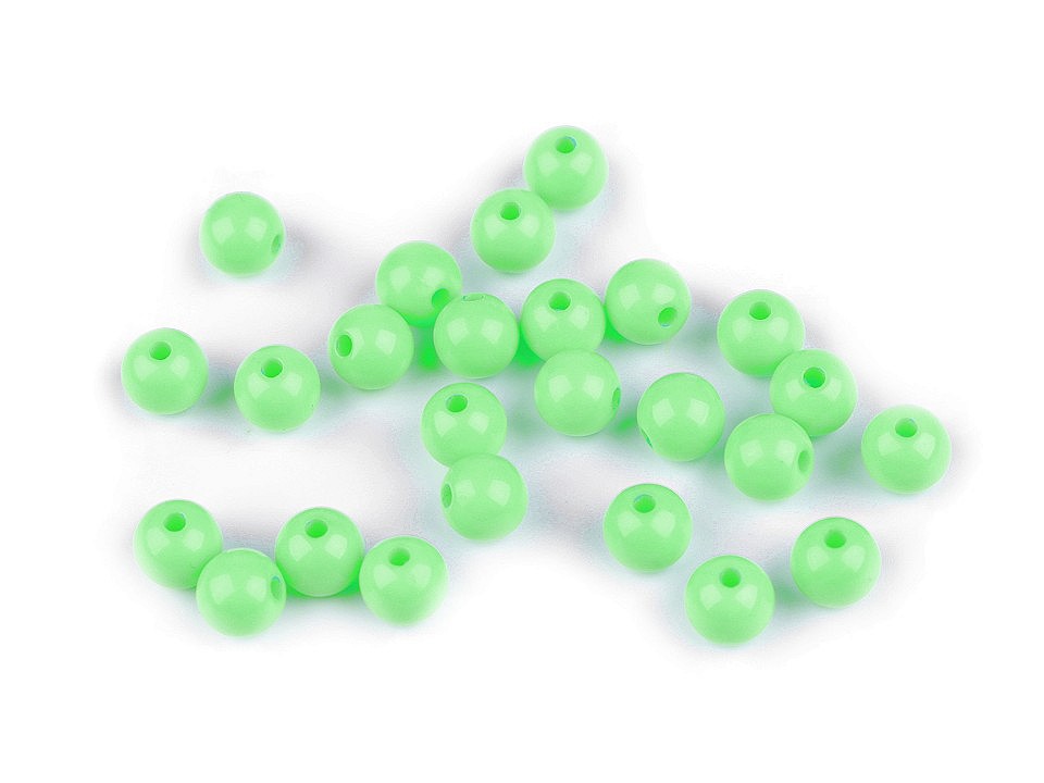 Mărgele din plastic, Ø8 mm (pachet 25 buc.) - verde pastel deschis