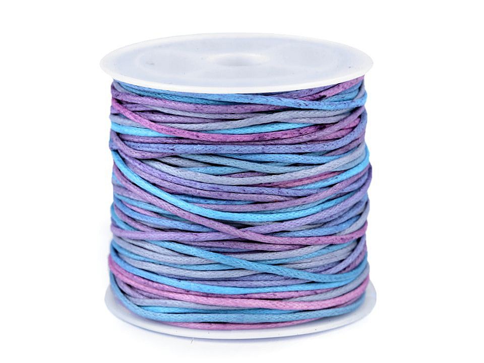 Cotton Cord / String Ø1 mm rainbow - blue light, 1 Buc.