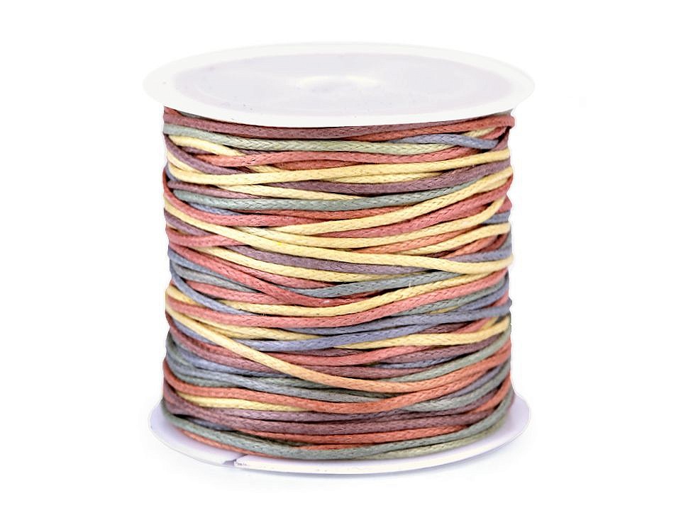 Cotton Cord / String Ø1 mm rainbow - darkbeige, 1 Buc.