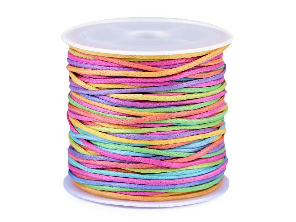 Cotton Cord / String Ø1 mm rainbow - pink, 1 Buc.