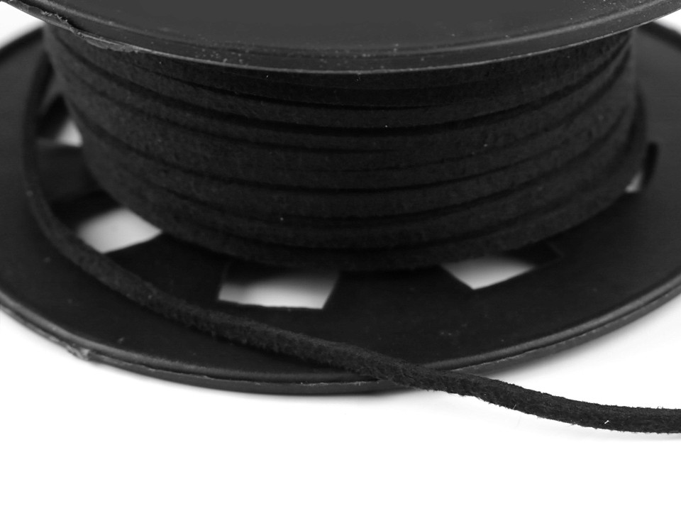 Flat Imitation Leather Cord width 3 mm - Black