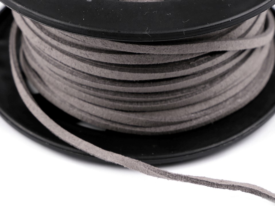 Flat Imitation Leather Cord width 3 mm - Gray