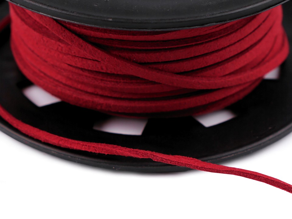 Flat Imitation Leather Cord width 3 mm - Red