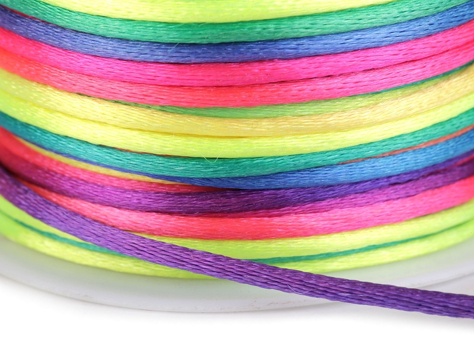 Polyester Rattail Satin Cord Rainbow Ø2mm - Rainbow