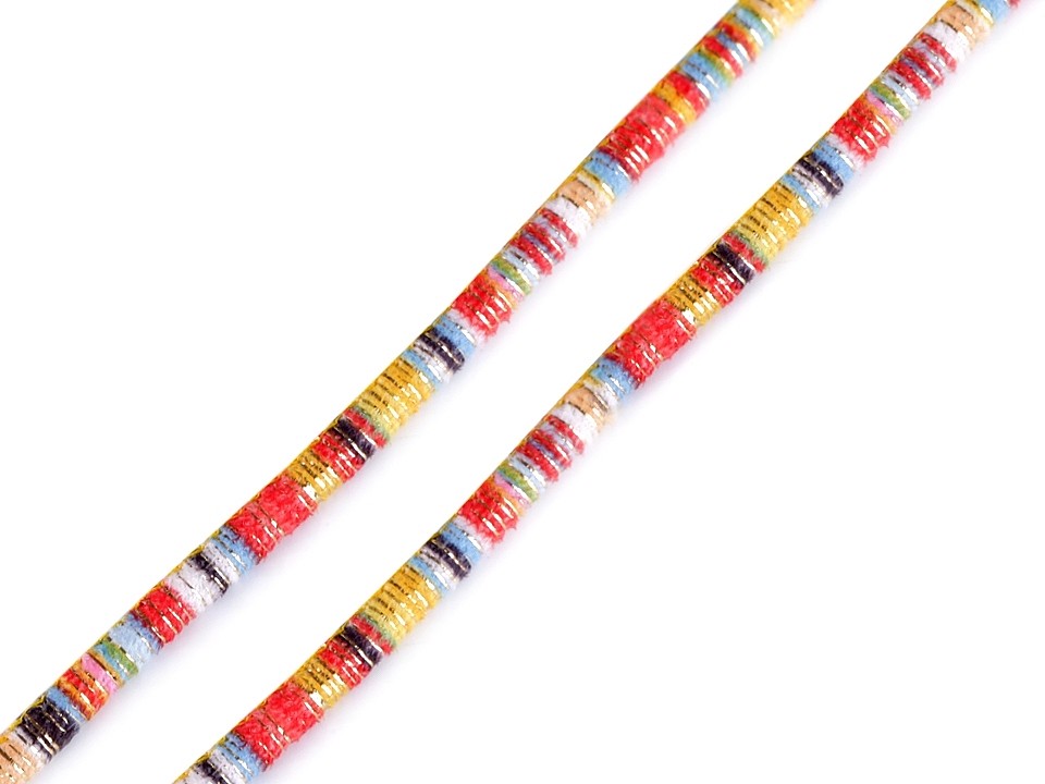 Round Cord with Lurex and Indian Motive - yellow - orange, 1 ml.