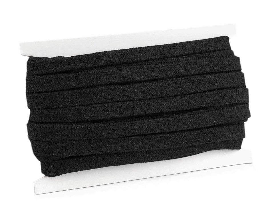 Flat Cotton Cord width 12-15 mm (card 10 m) - black