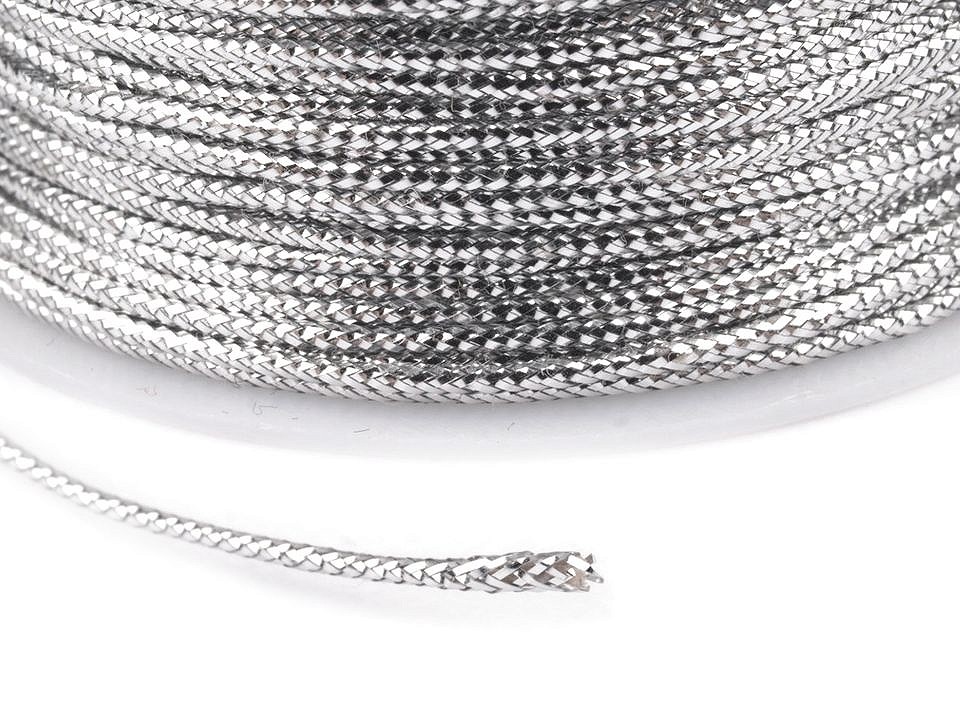 Round Metallic Hollow Cord Ø1 mm (roll 30 m) - silver