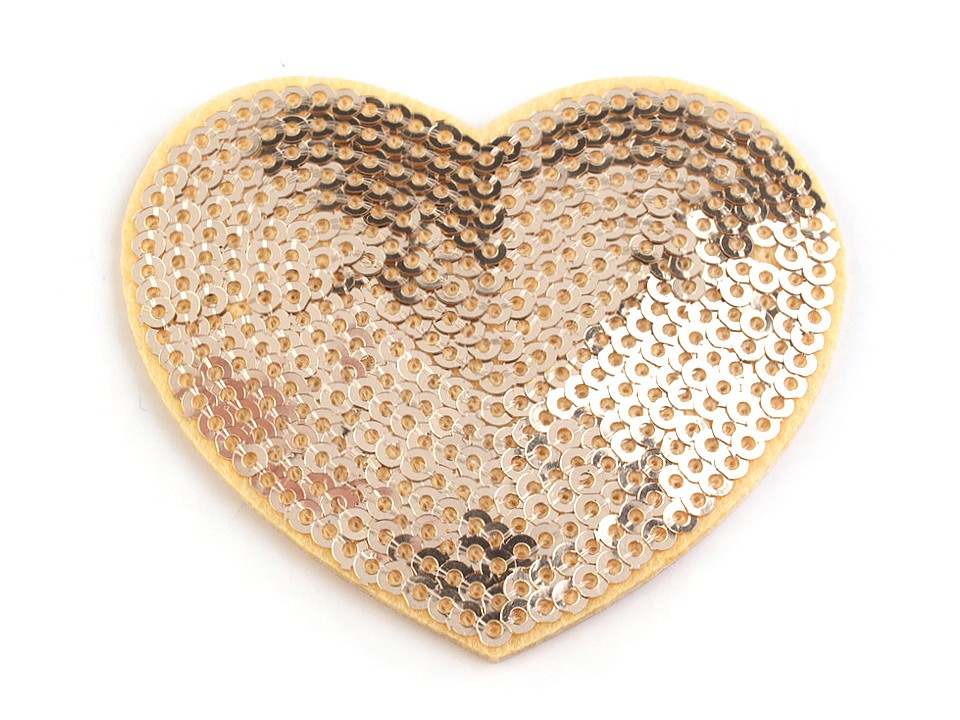 Iron on Patch Heart with sequins, gold