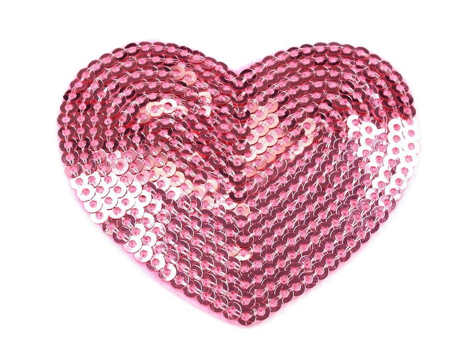 Iron on Patch Heart with sequins, rosebloom