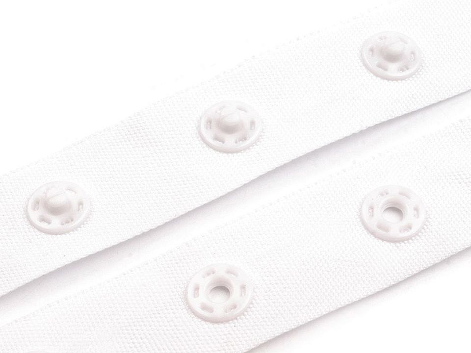 Snap Tape for fastening bodysuits, width 18mm - White