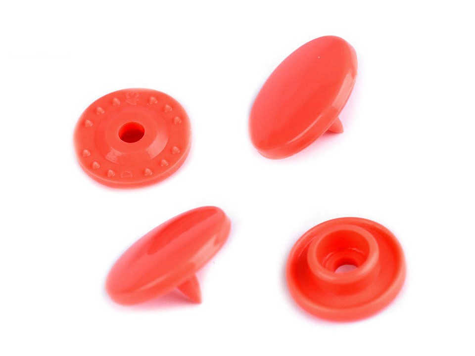 Capse plastic diametru 12 mm (pachet 50 seturi) - roșu coral