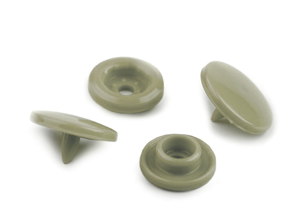 Capse plastic diametru 12 mm (pachet 50 seturi) - verde kaki