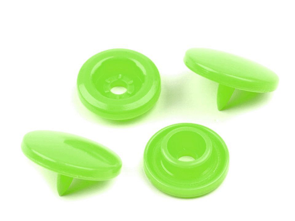 Capse plastic diametru 12 mm (pachet 50 seturi) - verde neon