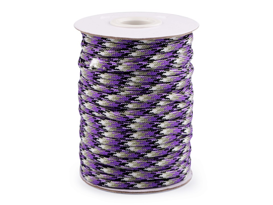 Parachute Cord / Paracord Ø4 mm (roll 5 m) - coal grey - purple