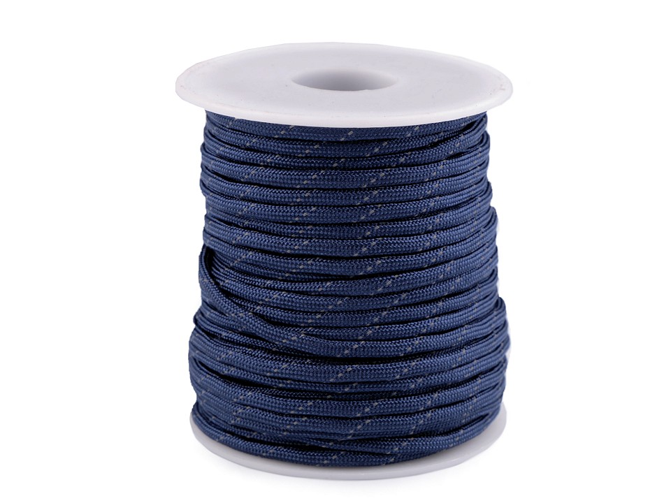 Polyester Cord Ø4 mm with Reflective Thread (roll 5 m) - blue dark