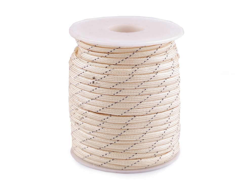 Polyester Cord Ø4 mm with Reflective Thread (roll 5 m) - beige