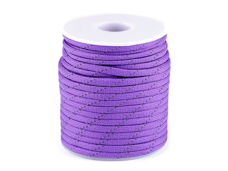 Polyester Cord Ø4 mm with Reflective Thread (roll 5 m) - blackviolet