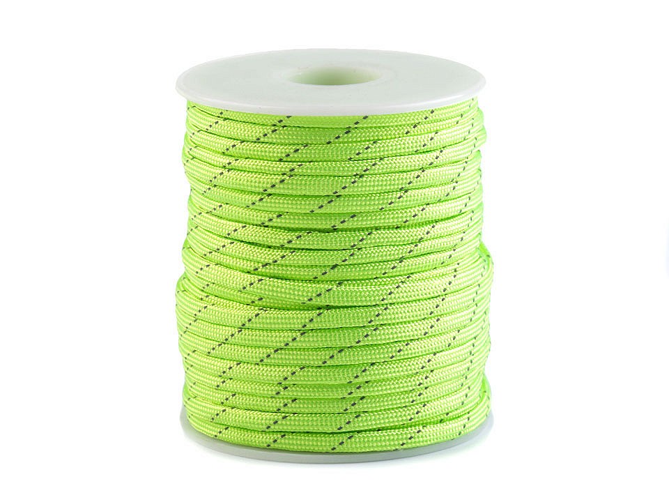 Polyester Cord Ø4 mm with Reflective Thread (roll 5 m) - Green Yellow