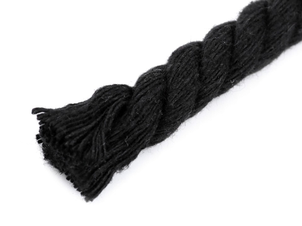 Twisted Cotton Cord / Rope Ø12 mm (roll 10 m) - black