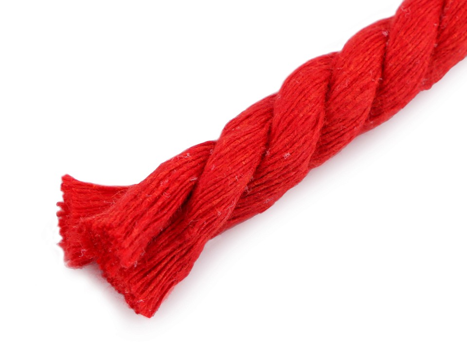 Twisted Cotton Cord / Rope Ø12 mm (roll 22.5 m) - red