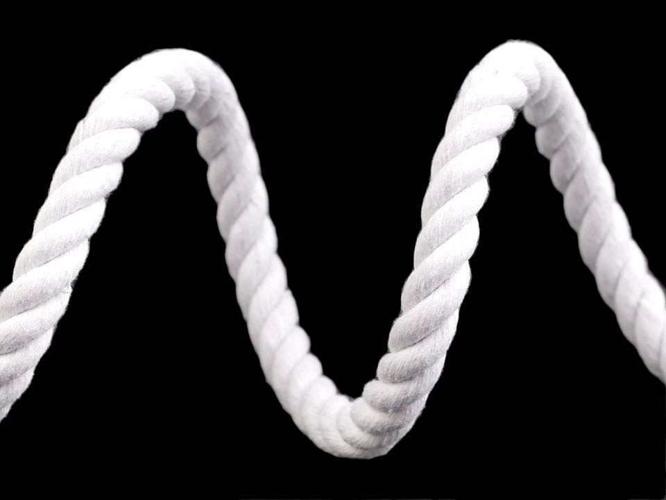 Cotton Twisted Cord / Rope Ø10 mm firm (sold by the meter) - white