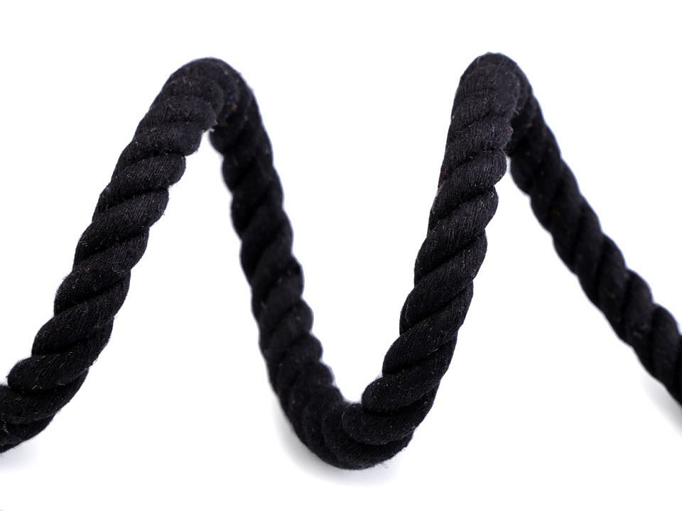 Cotton Twisted Cord / Rope Ø10 mm firm (sold by the meter) - black