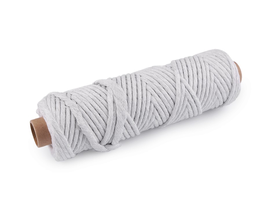 Cotton Cord Macrame Ø3 mm (roll 50 m) - very light gray