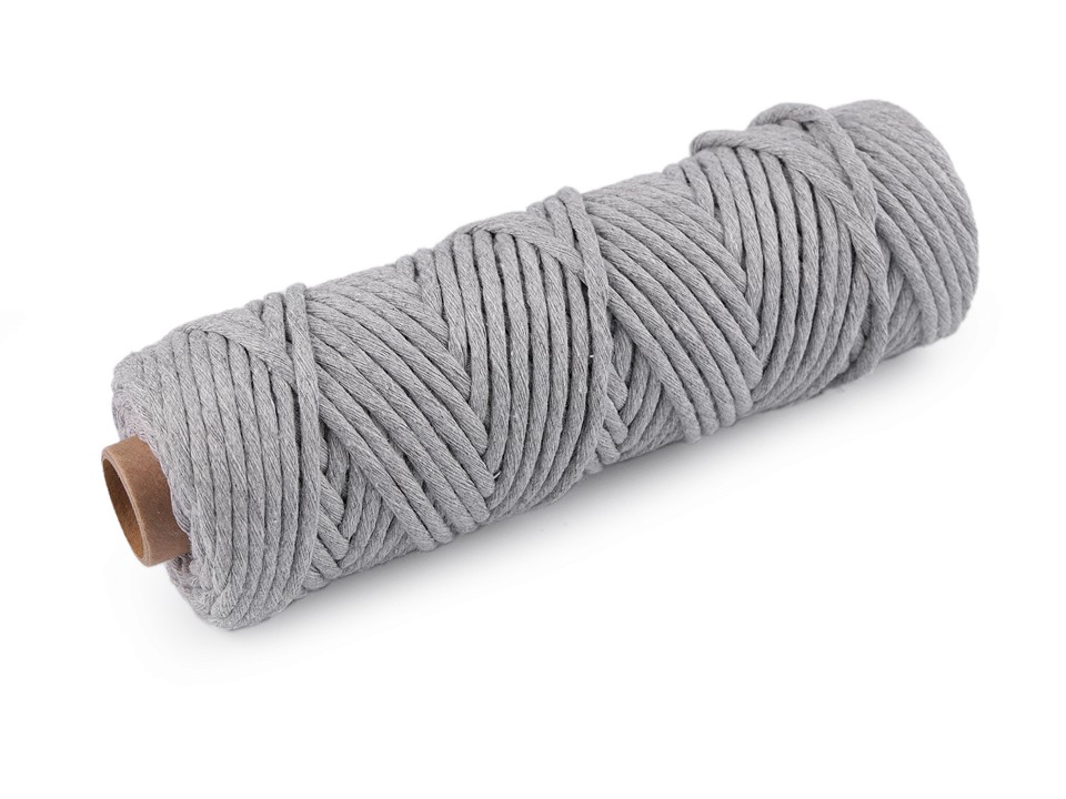 Cotton Cord Macrame Ø5 mm (roll 50 m) - lightgrey