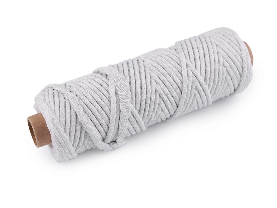 Cotton Cord Macrame Ø5 mm (roll 50 m) - very light gray