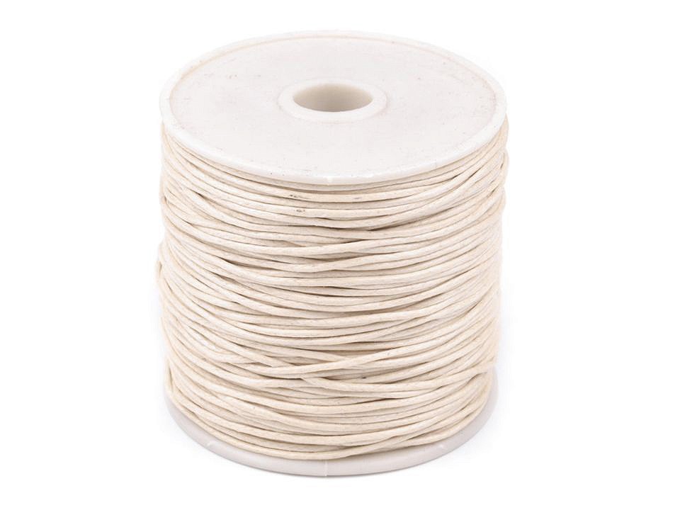 Cotton Waxed Cord Ø 1mm (roll ~ 20-30 m) - white beige