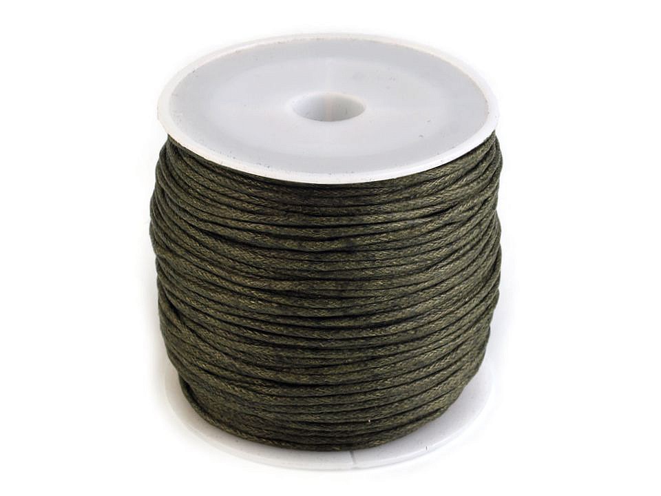 Cotton Waxed Cord Ø 1mm (roll ~ 20-30 m) - green - khaki