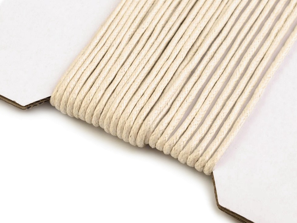 Cotton Waxed Cord Ø2 mm (card 10 m) - ecru