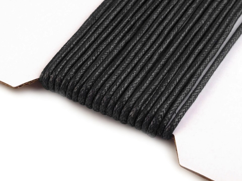 Cotton Waxed Cord Ø2 mm (card 10 m) - black