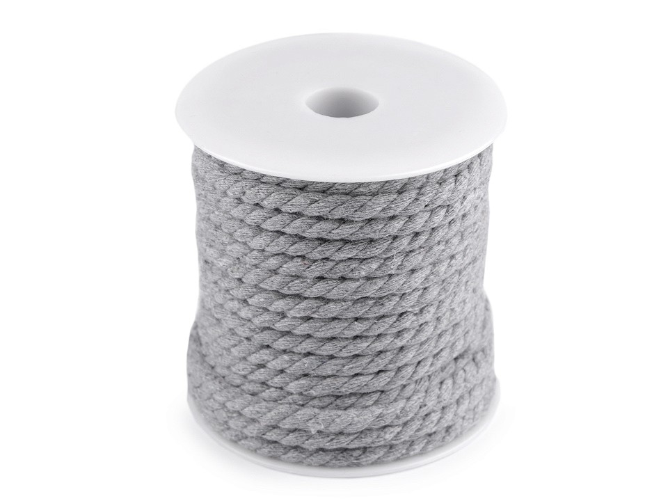 Twisted Cotton Cord / Rope Ø5 mm (roll 15 m) - lightgrey