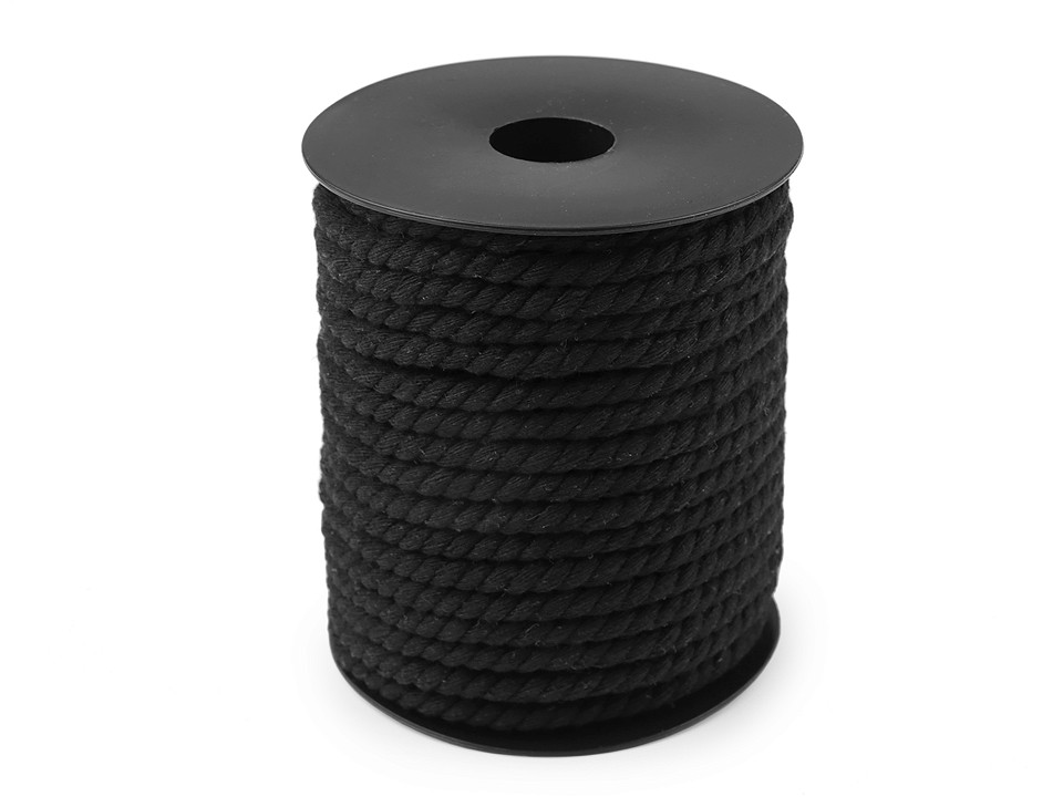 Twisted Cotton Cord / Rope Ø5 mm (roll 20 m) - black