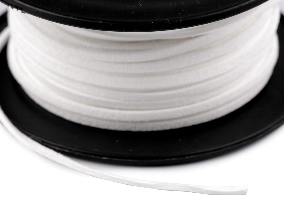 Flat Imitation Leather Cord width 3 mm - White