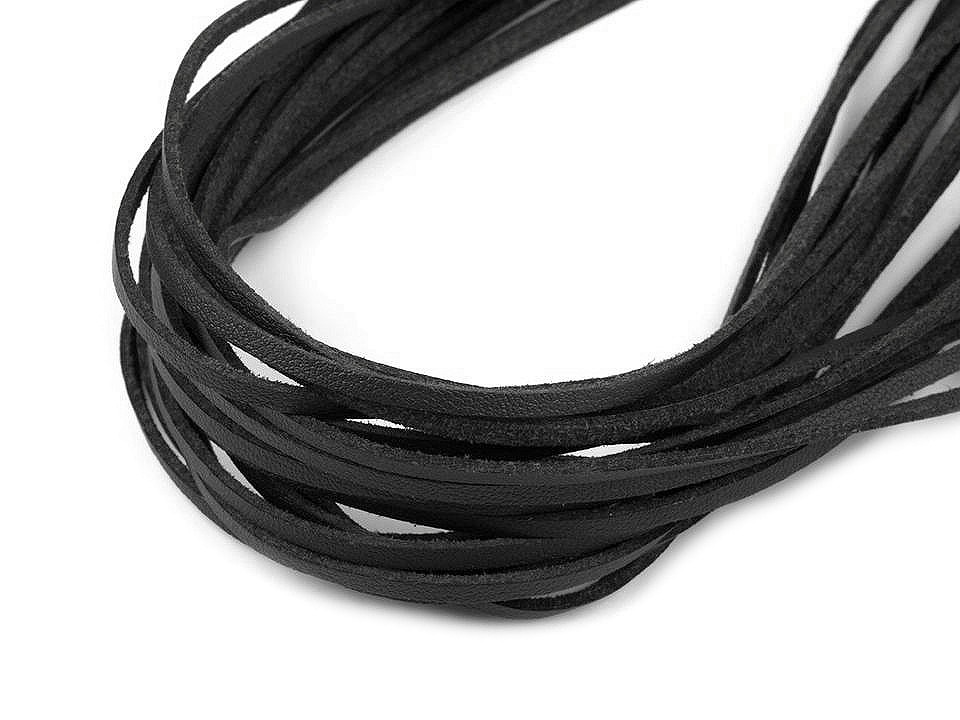 Imitation Leather Flat String width 2.5 mm (package 10 pc. x 1 m) - black