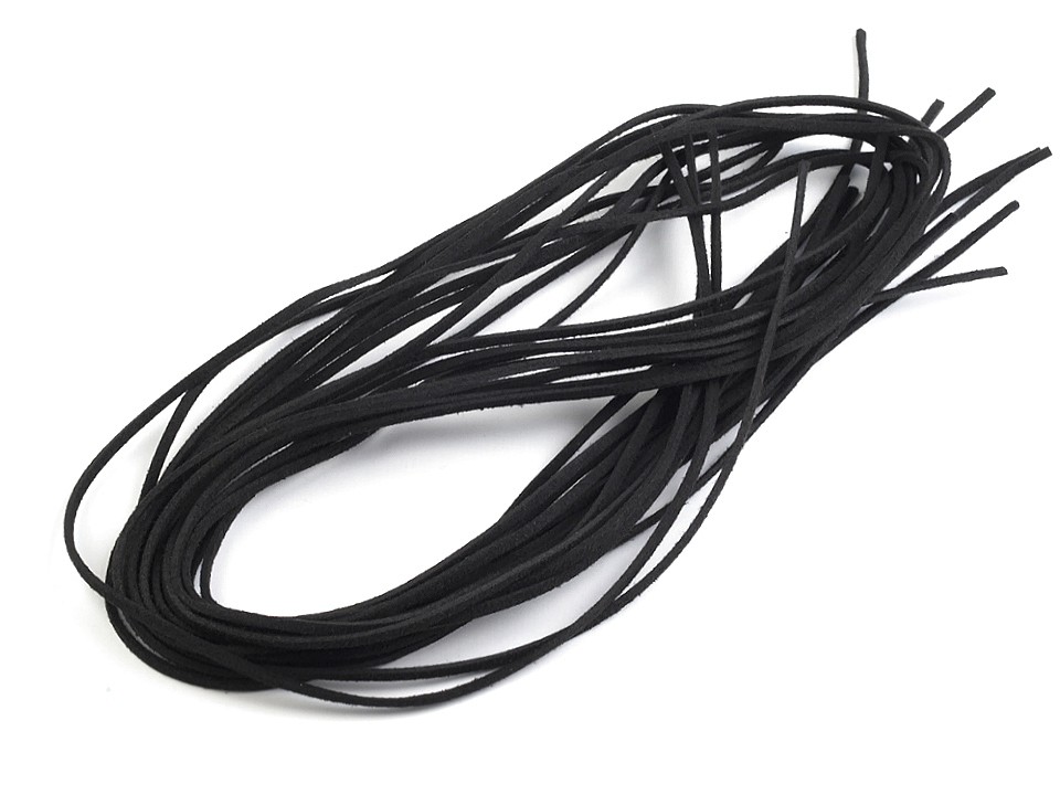 Imitation Leather Flat String width 3 mm (package 10 pc. x 1 m) - black