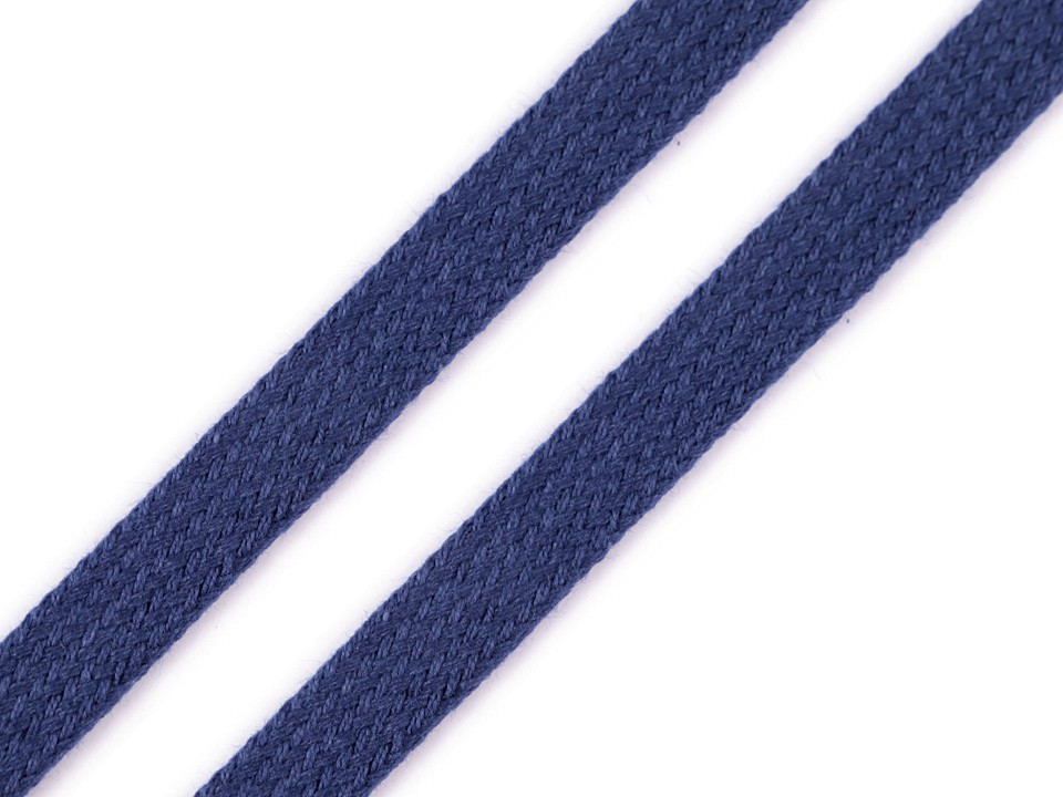 Flat Cotton Cord / String width 12 mm (sold by the meter) - blue dark