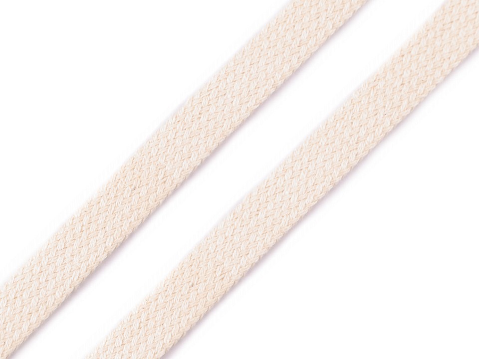 Flat Cotton Cord / String width 12 mm (sold by the meter) - ecru light