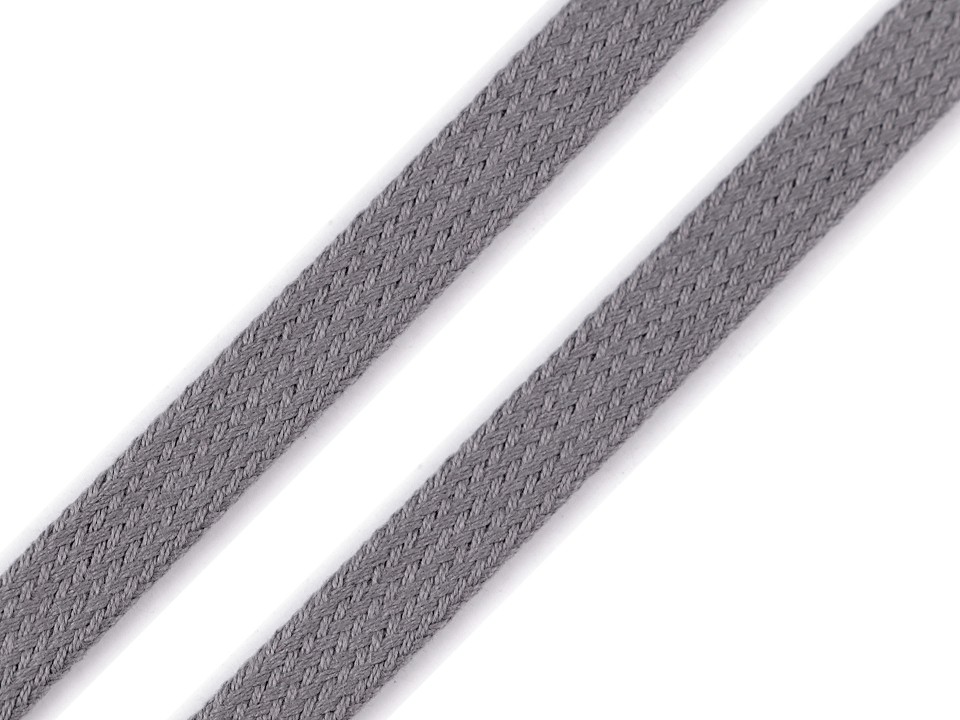 Flat Cotton Cord / String width 12 mm (sold by the meter) - grey