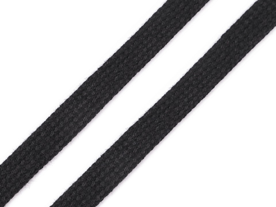 Flat Cotton Cord / String width 12 mm (sold by the meter) - black