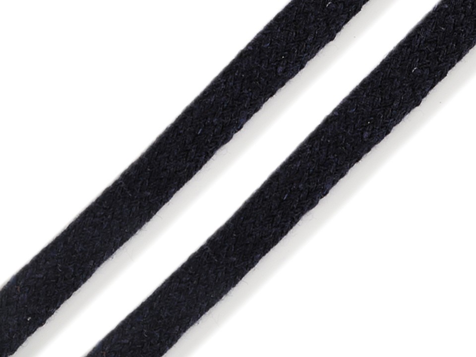 Cotton Cord flat width 10 mm (card 10 m) - blue dark