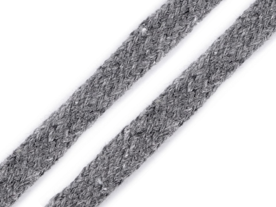 Cotton Cord flat width 10 mm (card 10 m) - lightgrey