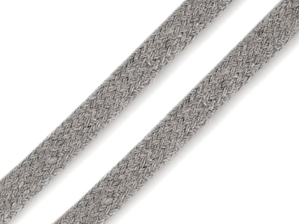 Cotton Cord flat width 10 mm (card 10 m) - very light grey