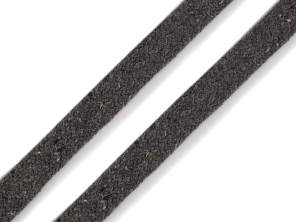 Cotton Cord flat width 10 mm (card 10 m) - dark grey