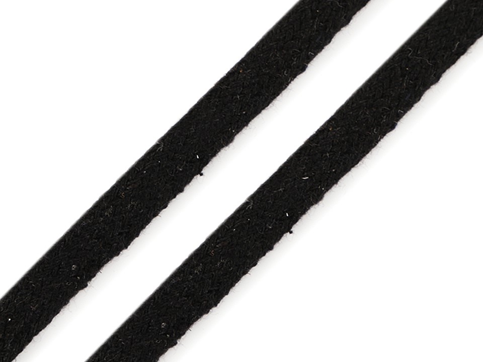 Cotton Cord flat width 10 mm (card 10 m) - black